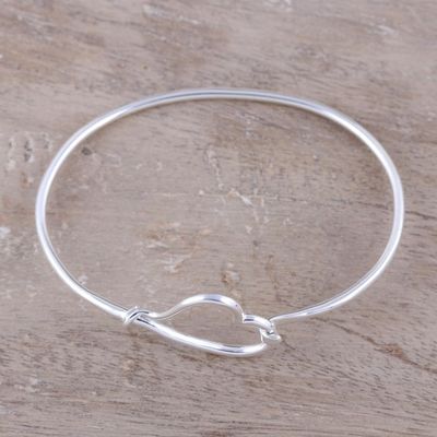 Alternate image for 925 Sterling Silver Heart Shaped Bangle Bracelet from India Celebration of Love