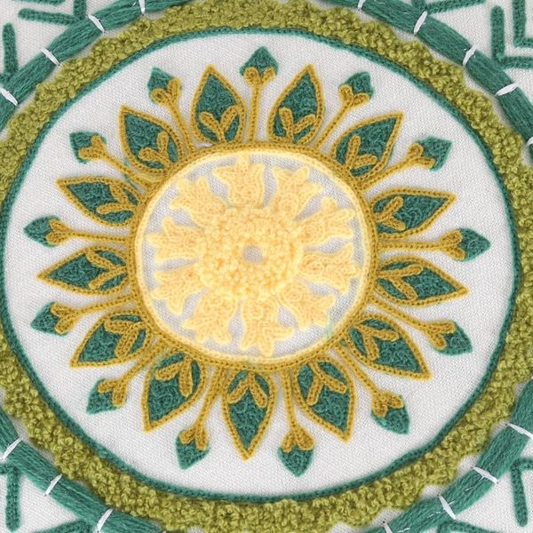 Alternate image for Floral Embroidered Cotton Stool from India Rajasthani Mandala