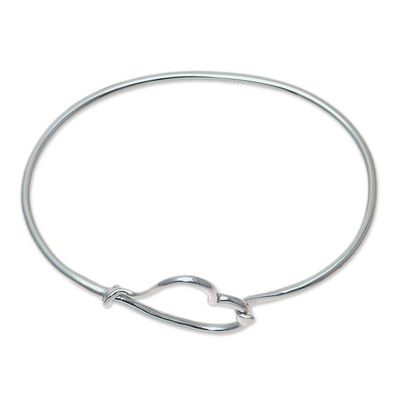Alternate image for 925 Sterling Silver Heart Shaped Bangle Bracelet from India Celebration of Love