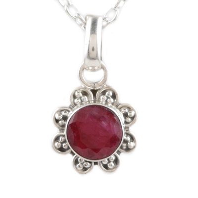 Alternate image for July Birthstone Ruby Necklace Gracious Flower