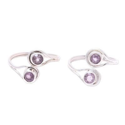 Alternate image for Faceted Amethyst Toe Rings Crafted in India Pair Lovely Trend