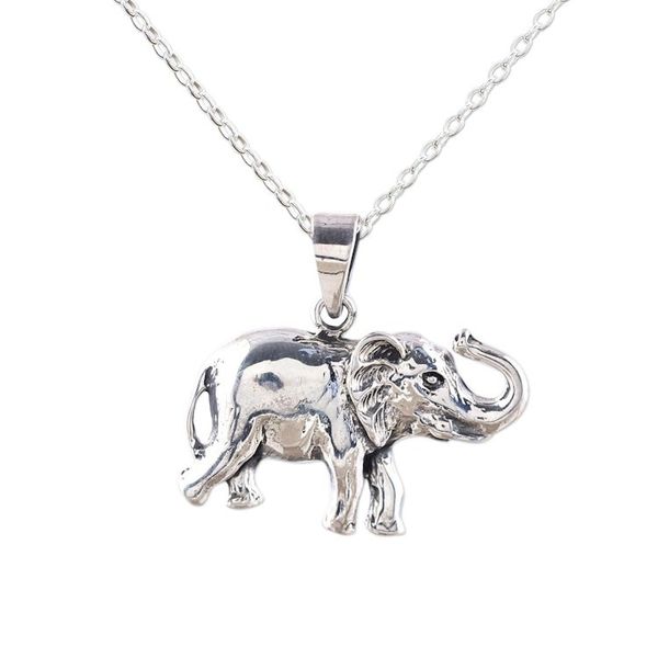 Alternate image for Handcrafted Sterling Silver Elephant Pendant Necklace Gleeful Elephant