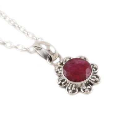 Alternate image for July Birthstone Ruby Necklace Gracious Flower