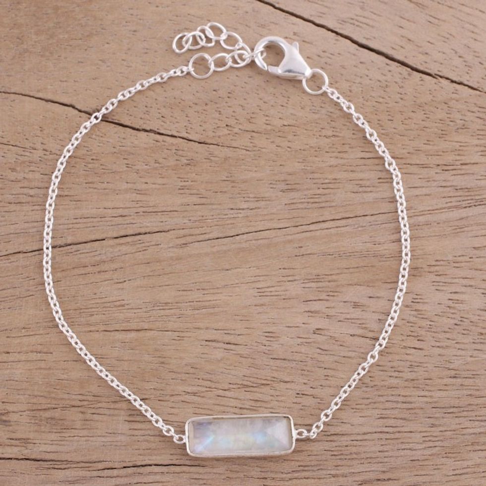 Rainbow Moonstone Pendant Bracelet from India 'Elegant Prism'