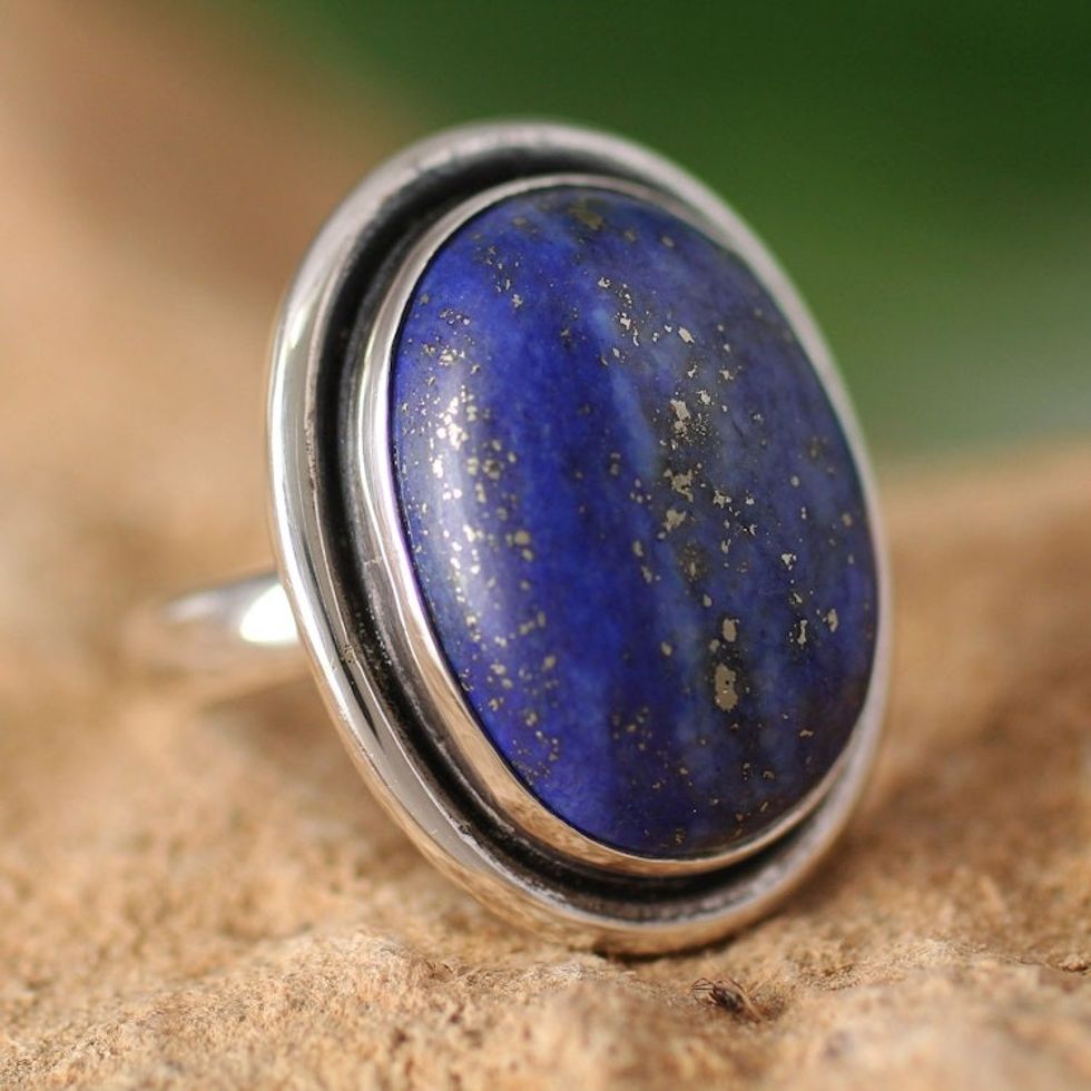 Lapis Lazuli Cocktail Ring in Sterling Silver Jewelry 'Universe'