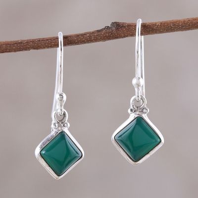 Alternate image for Square Green Onyx Dangle Earrings from India Happy Kites in Green