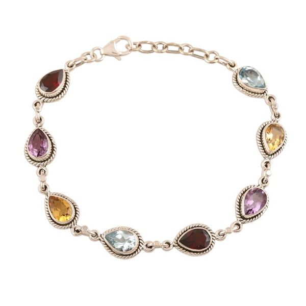 Alternate image for Multi-Gemstone Link Bracelet from India On the Bright Side