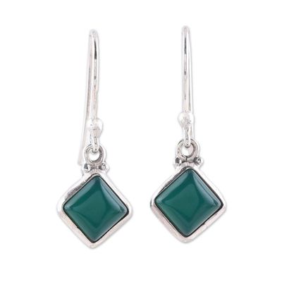 Alternate image for Square Green Onyx Dangle Earrings from India Happy Kites in Green