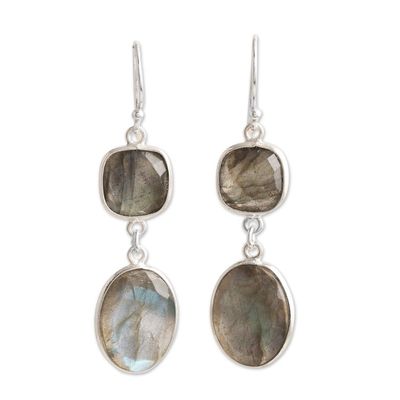 Alternate image for 33-Carat Natural Labradorite Dangle Earrings Made in India Evening Spirits