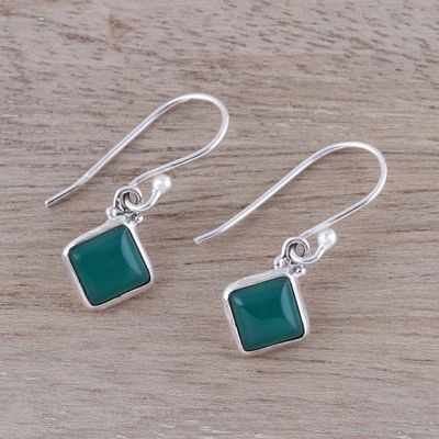 Alternate image for Square Green Onyx Dangle Earrings from India Happy Kites in Green