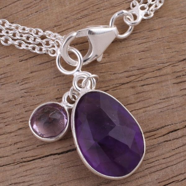 Alternate image for Amethyst and Sterling Silver Charm Bracelet from India Twinkling Harmony