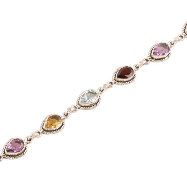 Alternate image for Multi-Gemstone Link Bracelet from India On the Bright Side