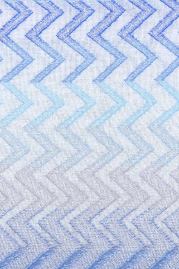 Alternate image for Chevron-Patterned Handwoven Iris and Periwinkle Cotton Shawl Iris Tide