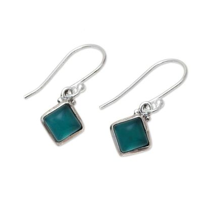 Alternate image for Square Green Onyx Dangle Earrings from India Happy Kites in Green