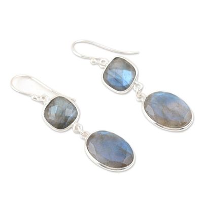 Alternate image for 33-Carat Natural Labradorite Dangle Earrings Made in India Evening Spirits