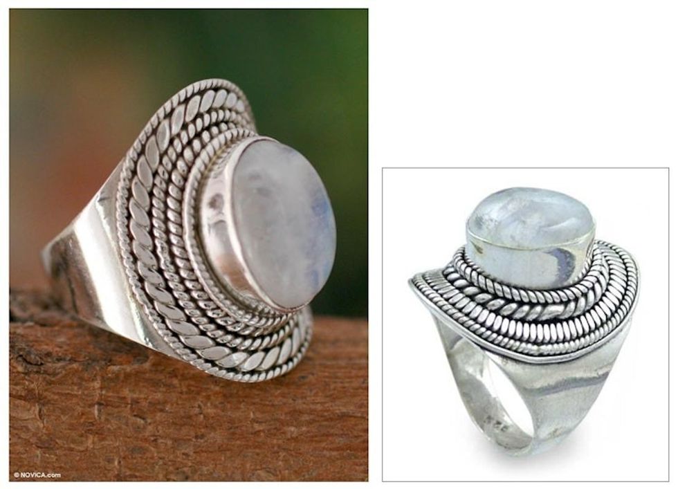 Rainbow Moonstone Cocktail Ring 'Mist'