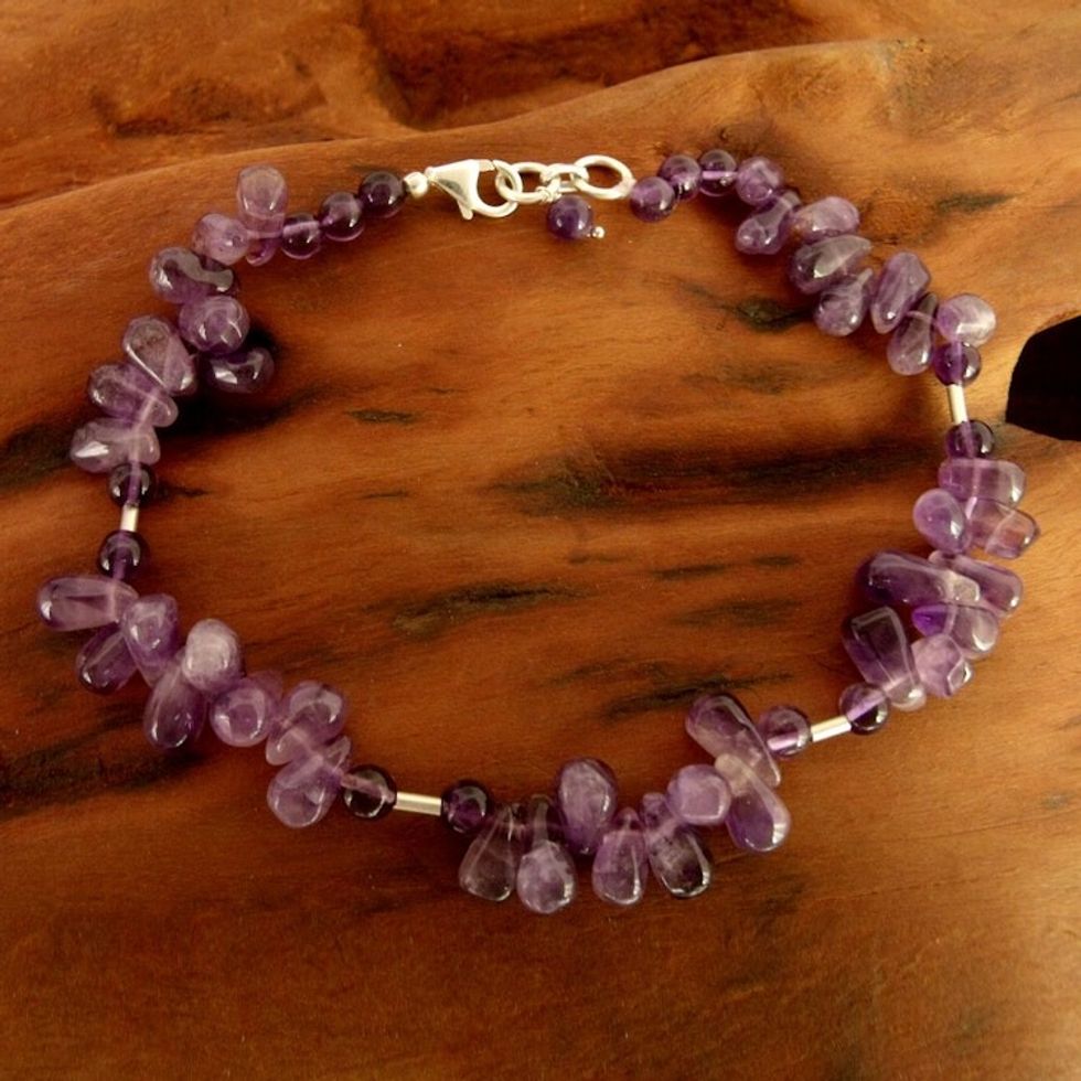 Amethyst beaded anklet 'Mystic Dancer'