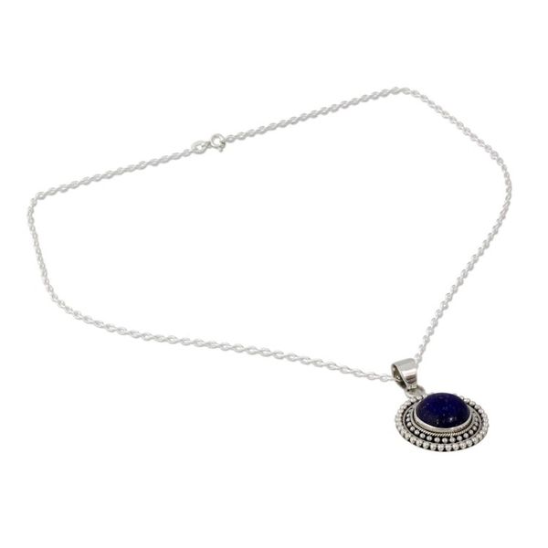 Alternate image for Artisan Crafted Lapis Lazuli and Sterling Silver Necklace Royal Sunset