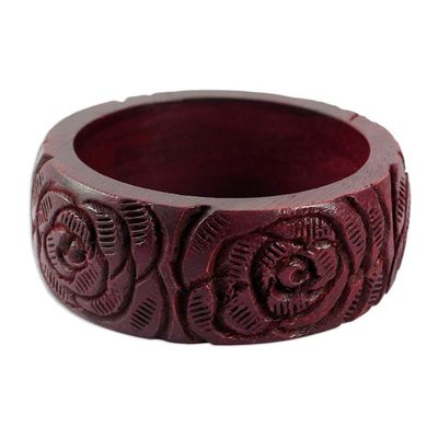 Alternate image for Wood bangle bracelet Brown Rose Blossom