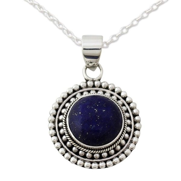 Alternate image for Artisan Crafted Lapis Lazuli and Sterling Silver Necklace Royal Sunset