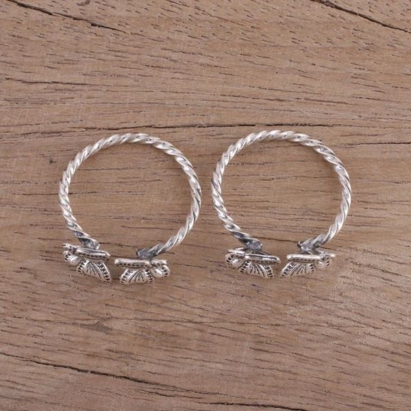 Alternate image for Twisted Toe Rings with Butterfly Accents from India Pair Butterfly Meeting