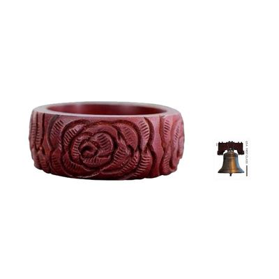 Alternate image for Wood bangle bracelet Brown Rose Blossom