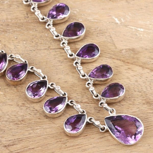 Alternate image for Sterling Silver and Amethyst Pendant Necklace Lilac Fire