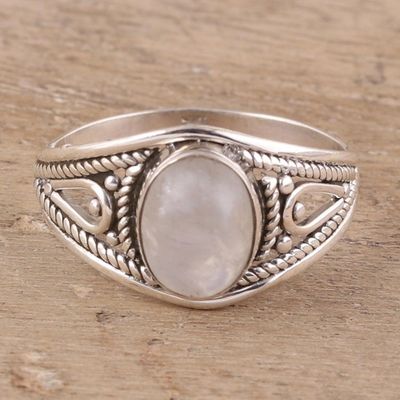 Alternate image for Oval Rainbow Moonstone Cocktail Ring from India Gleaming Appeal