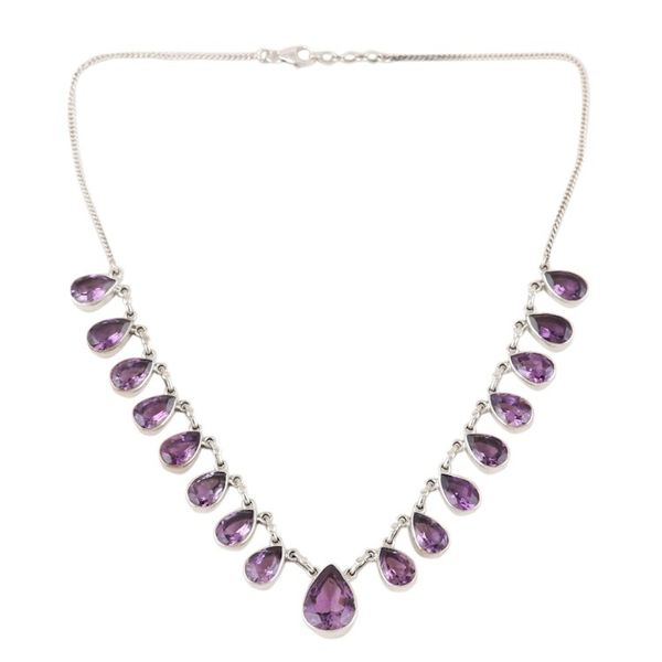 Alternate image for Sterling Silver and Amethyst Pendant Necklace Lilac Fire