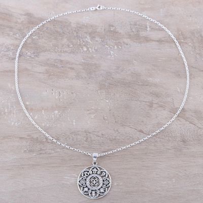 Alternate image for Ashtamangala Motifs Sterling Silver Pendant Necklace Sacred Eight