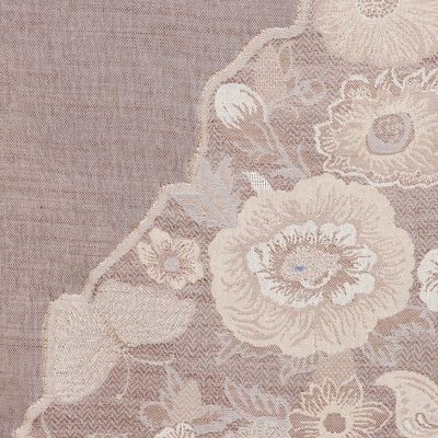 Alternate image for Cotton  Wool Shawl with Floral Pattern Woven in India Bloom Charm in Grey