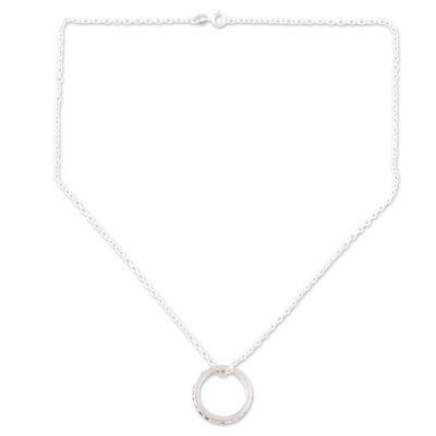 Alternate image for Artisan Crafted Blue Sapphire Rhodium Plated Silver Necklace Circle of Love