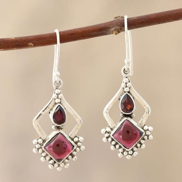 Alternate image for Sterling Silver and Garnet Earrings Red Creativity