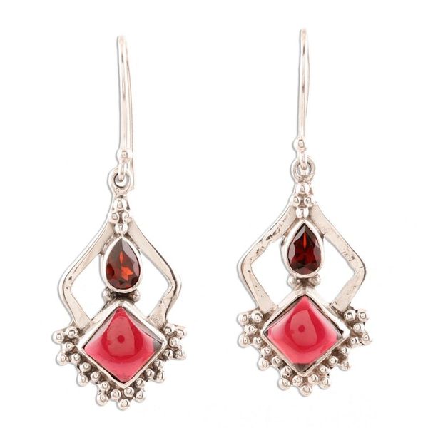 Alternate image for Sterling Silver and Garnet Earrings Red Creativity