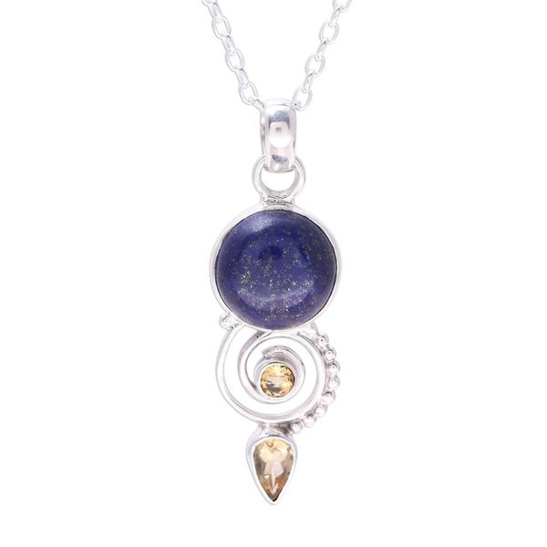 Alternate image for Citrine and Lapis Lazuli Spiral Necklace from India Majestic Spiral