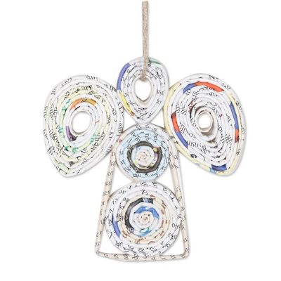 Alternate image for Set of 4 Handcrafted Eco-Friendly Angel Ornaments from India Angel Message