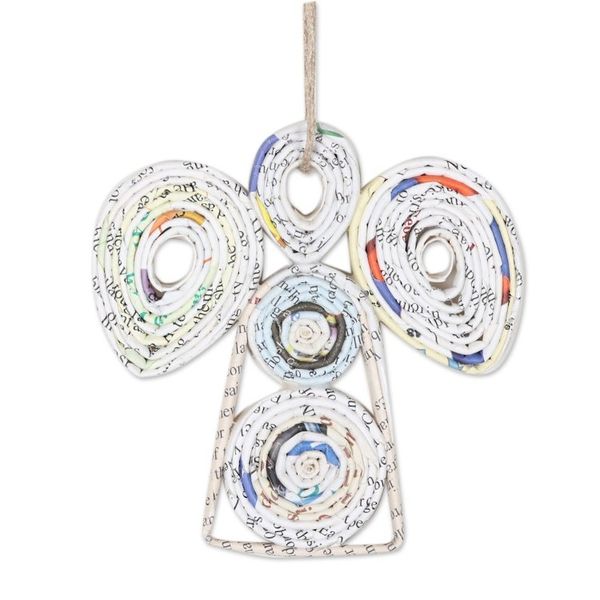 Alternate image for Set of 4 Handcrafted Eco-Friendly Angel Ornaments from India Angel Message