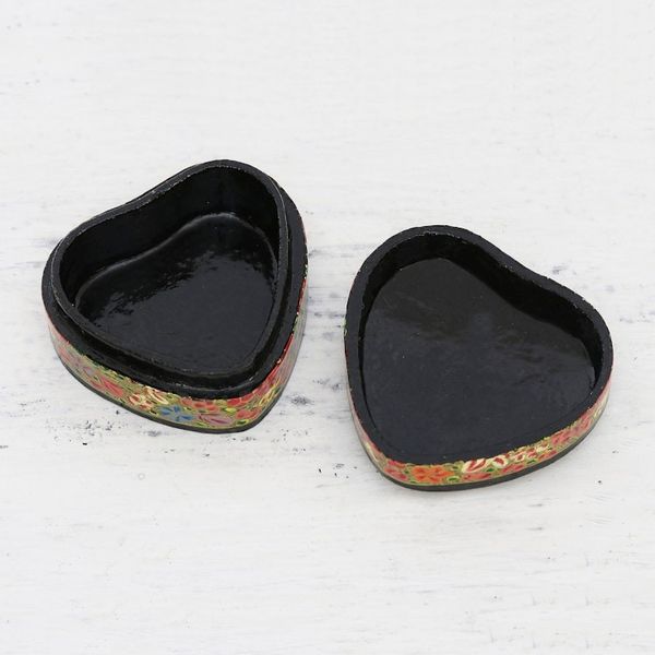 Alternate image for Hand-Painted Floral and Metallic Gold Heart Decorative Box Love of Flowers