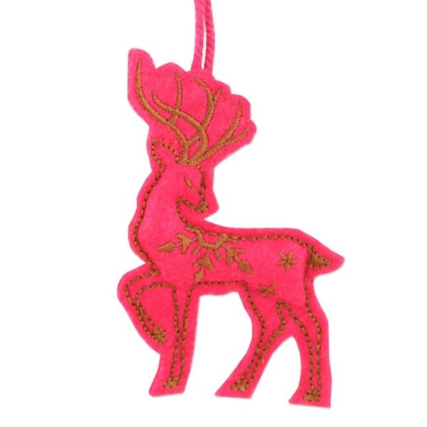 Alternate image for Embroidered Wool Reindeer Holiday Ornaments Set of 12 Reindeer Dance