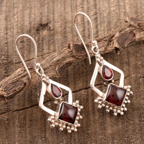 Alternate image for Sterling Silver and Garnet Earrings Red Creativity