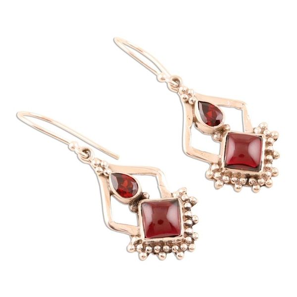 Alternate image for Sterling Silver and Garnet Earrings Red Creativity
