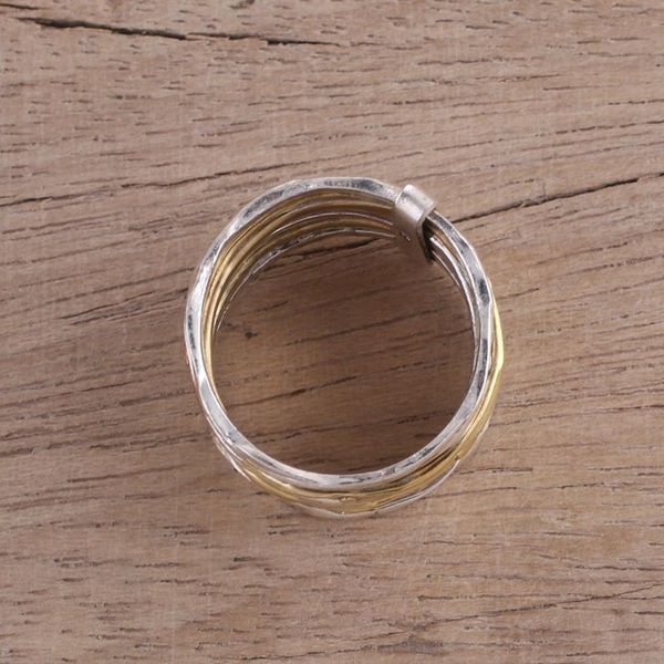 Alternate image for Sterling Silver Copper and Brass Band Ring from India Classic Alliance
