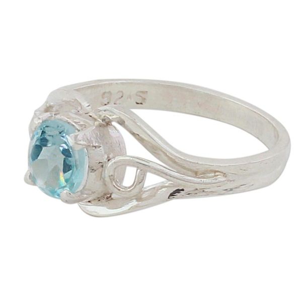 Alternate image for Artisan Crafted Blue Topaz Single Stone Ring from India Blue Winds