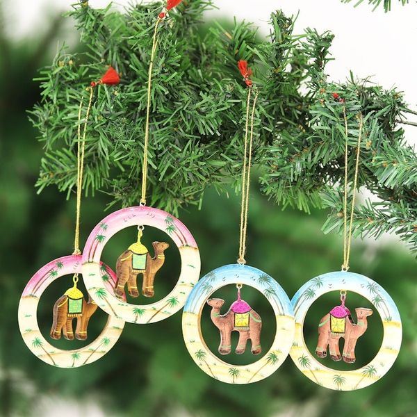 Alternate image for Handcrafted Wood Camel Ornaments Set of 4 Ring of Camels
