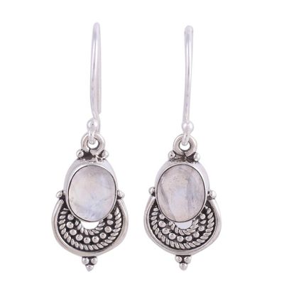 Alternate image for Natural Rainbow Moonstone Dangle Earrings from India Undying Beauty