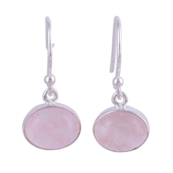 Alternate image for Dangle Earrings with Sterling Silver and Rose Quartz Pink Aurora