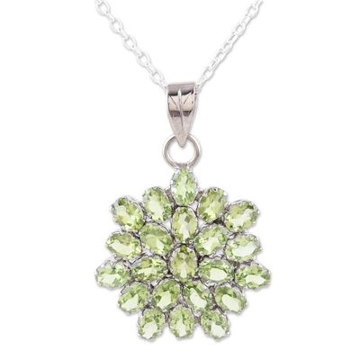 Alternate image for Sterling Silver Pendant Necklace with 22-Carat Peridot Gems Forest Brilliance