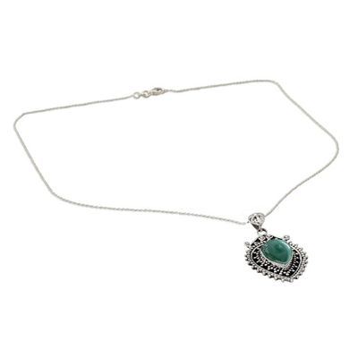 Alternate image for Artisan Made Malachite and Sterling Silver Pendant Necklace Mirror of the Soul