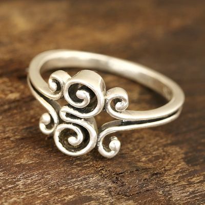 Alternate image for Curl Motif Sterling Silver Band Ring from India Curling Delight