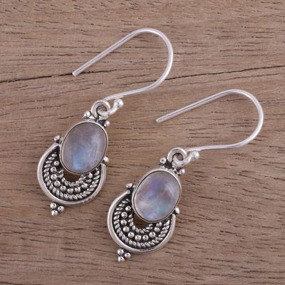 Alternate image for Natural Rainbow Moonstone Dangle Earrings from India Undying Beauty